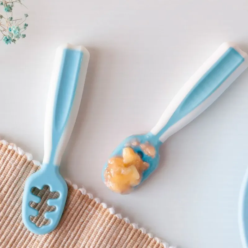 KIOKIDS Vajillas Infantiles-Pack 2 precucharas aprendizaje Azul