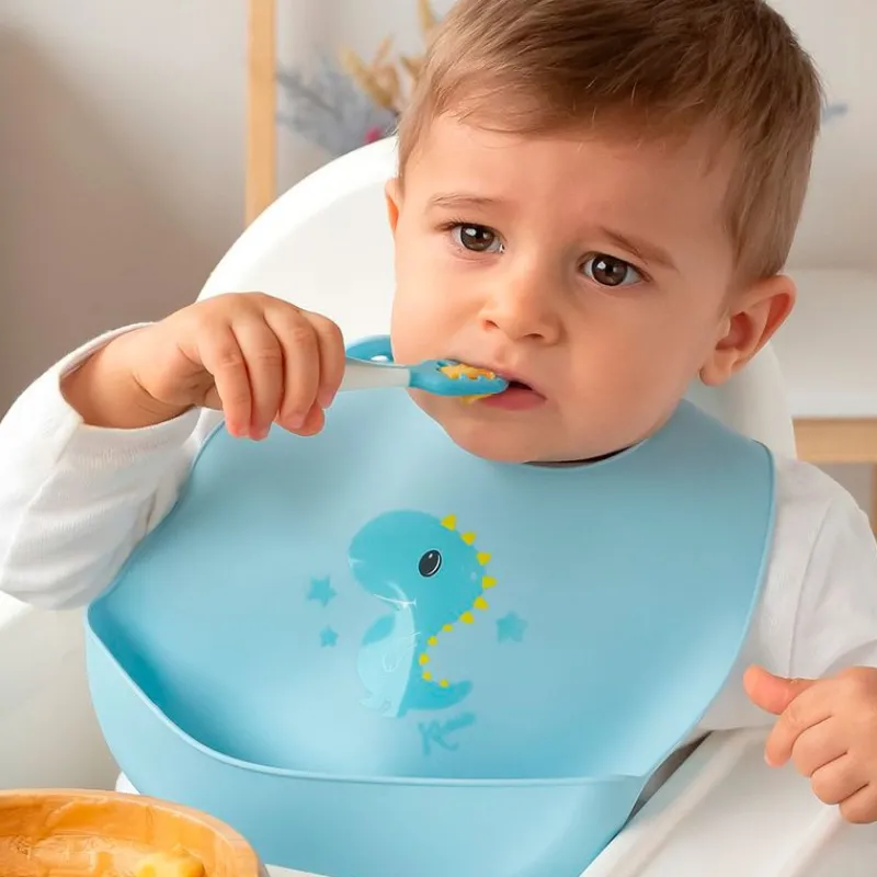 KIOKIDS Vajillas Infantiles-Pack 2 precucharas aprendizaje Azul