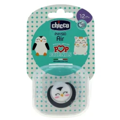 CHICCO Chupetes Y Dentición-Pack Chupete silicona + cadena portachupete 12m+ Pingüino
