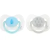 KIOKIDS Chupetes Y Dentición-Pack de 2 chupetes ortodónticos Azul y Gris 0-6 meses