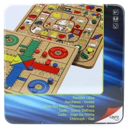 CAYRO Juegos De Mesa-Parchís y Oca en Caja de Metal