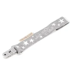 Pinza Portachupetes de Tejido Gris Estrellas*JANE