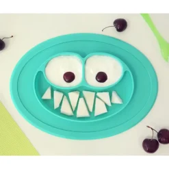 KIOKIDS Vajillas Infantiles-Plato silicona antivuelco Azul