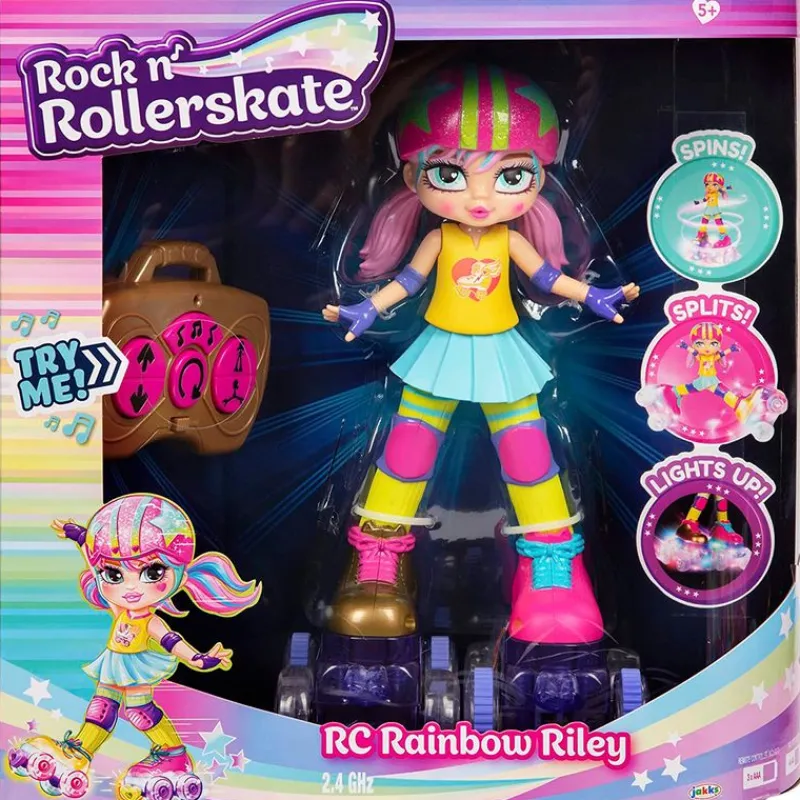 JAKKS PACIFIC Vehículos, Trenes Y Parkings|Coches Radio Control (R/C)-Rock N Rollerskate Rainbow Muñeca Patinadora R/C
