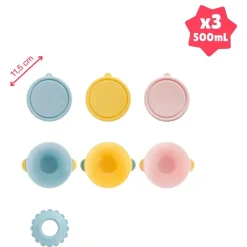BADABULLE Complementos De Alimentación-Set 3 bols antideslizamiento con tapa