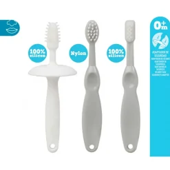 KIOKIDS Accesorios Y Complementos De Baño-Set Cepillos de Dientes para Bebé Gris