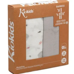 KIOKIDS Ropa De Cuna-Set de 2 muselinas Ballenas gris