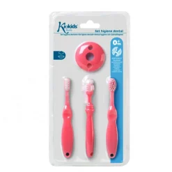 KIOKIDS Accesorios Y Complementos De Baño-Set de cepillos de dientes para bebé Rosa