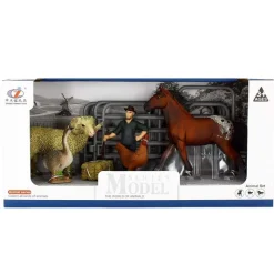 DRIM DISCOUNT Figuras Y Figuras De Acción-Set de Figuras Granjero con Animales y Caballo