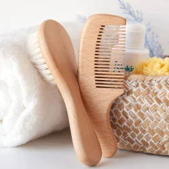 KIOKIDS Accesorios Y Complementos De Baño|Juegos De Madera-Set de Peine y Cepillo Madera