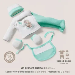 INTERBABY Regalos De Nacimiento-Set Nacimiento de 0-6m 5 piezas Elefante Menta