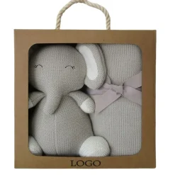 SELECCION DRIM Complementos Para El Descanso|Regalos De Nacimiento-Set Peluche y Manta Elefante