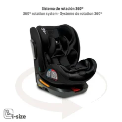 INTERBABY Sillas Con Isofix De 40 A 150 Cm (0 A 12 Años)-Silla coche Giratoria Aruna de 40 a 150 cm Negra + Regalo
