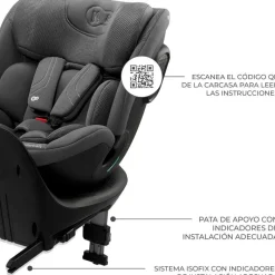 KINDERKRAFT Sillas Con Isofix De 40 A 150 Cm (0 A 12 Años)-Silla coche Xrider2 I-Size 40-150 cm c/pata Gris + Regalo