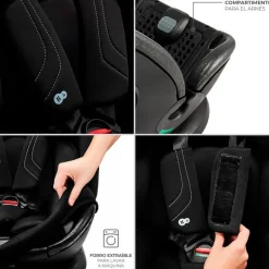 KINDERKRAFT Sillas Con Isofix De 40 A 150 Cm (0 A 12 Años)-Silla coche Xrider2 I-Size 40-150 cm c/pata Gris + Regalo