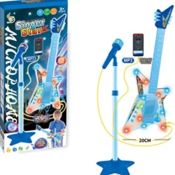 DRIM DISCOUNT Instrumentos Musicales-Singer Star Guitarra Eléctrica Infantil con Micro Azul