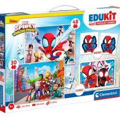 CLEMENTONI Puzzles Y Construcciones-Spidey Edukit 4 en 1