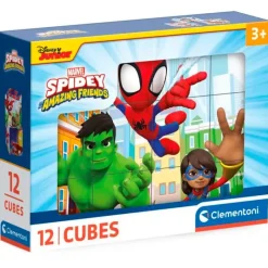 CLEMENTONI Puzzles Y Construcciones-Spidey y sus Amigos Cubos 12 Piezas