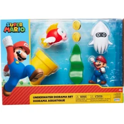 JAKKS PACIFIC Figuras Videojuegos|Figuras Y Figuras De Acción-Super Mario Playset Bajo el Agua