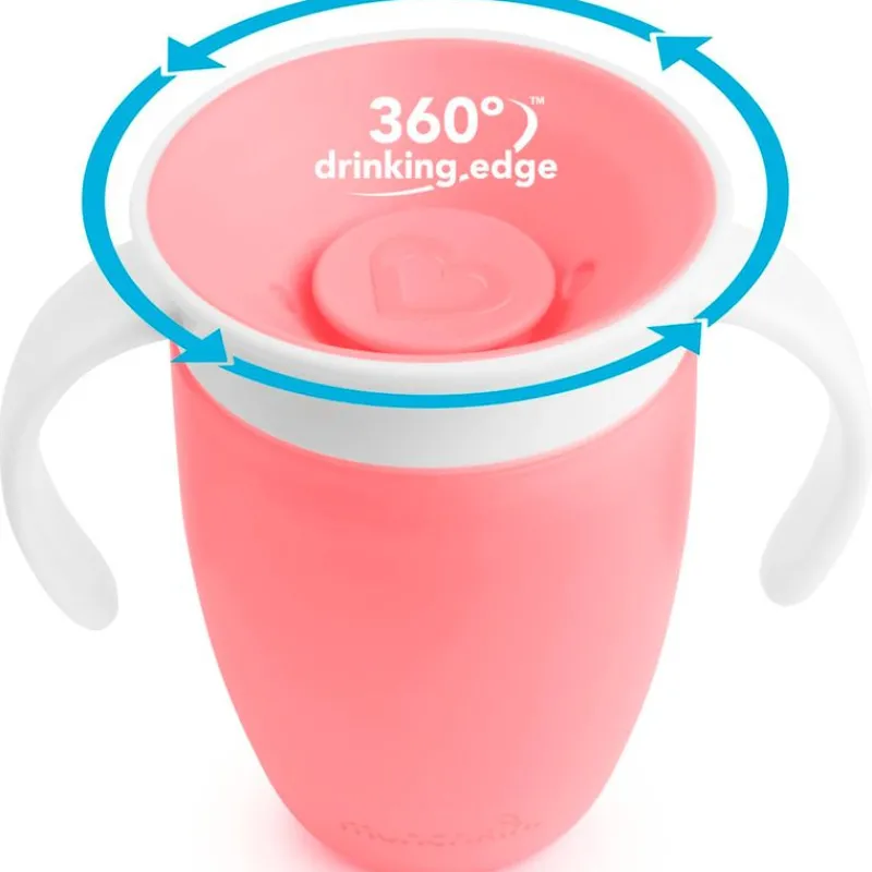 MUNCHKIN Botellas Y Cantimploras-Taza 360º con asas 207ml rosa
