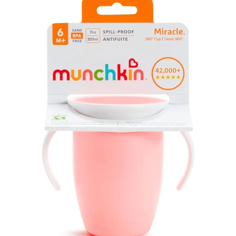 MUNCHKIN Botellas Y Cantimploras-Taza 360º con asas 207ml rosa