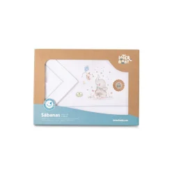 Triptico Sábanas cuna de 120*60 Elefante Bco/Az*INTERBABY Sale