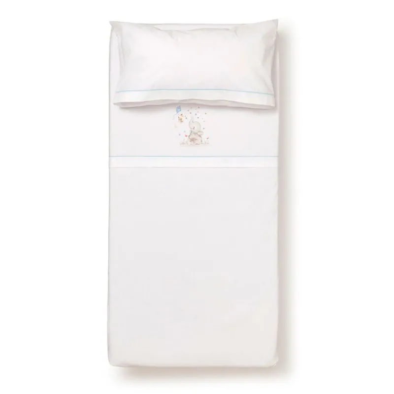 Triptico Sábanas cuna de 120*60 Elefante Bco/Az*INTERBABY Sale
