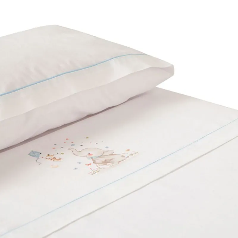 Triptico Sábanas cuna de 120*60 Elefante Bco/Az*INTERBABY Sale