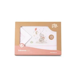 Triptico Sábanas cuna de 120*60 Elefante Bco/Rs*INTERBABY Clearance