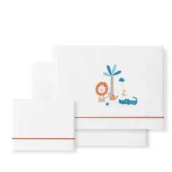INTERBABY Ropa De Cuna-Triptico Sábanas cuna de 120*60 Leon con Broche