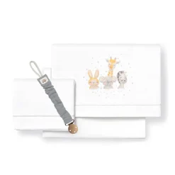 INTERBABY Ropa De Cuna-Triptico Sábanas cuna de 120*60 Acuarela Bco/gris