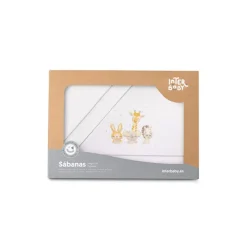 INTERBABY Ropa De Cuna-Triptico Sábanas cuna de 120*60 Acuarela Bco/gris