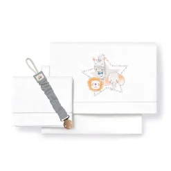 Triptico Sábanas cuna de 120*60 Animalitos Bco/Gri*INTERBABY Sale