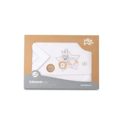 Triptico Sábanas cuna de 120*60 Animalitos Bco/Gri*INTERBABY Sale