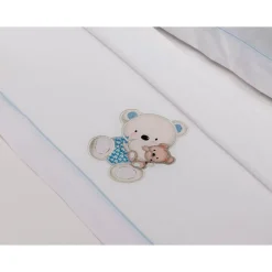 INTERBABY Ropa De Cuna-Triptico Sábanas cuna de 120*60 Osito Bco/Az