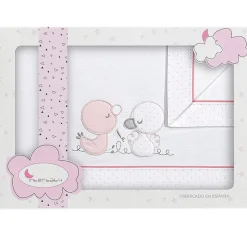 INTERBABY Ropa De Cuna-Tríptico Sábanas Para Cuna 60*120 Patito Rosa