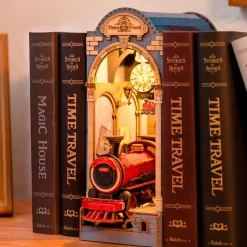 MADNESS TOYS Juegos De Construcción|Puzzles Y Construcciones-Viaje en el Tiempo Maqueta Madera Book Nook Sujetalibros